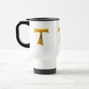 Franciscan Tau Cross Pax Et Bonum Gold Metallic Travel Mug