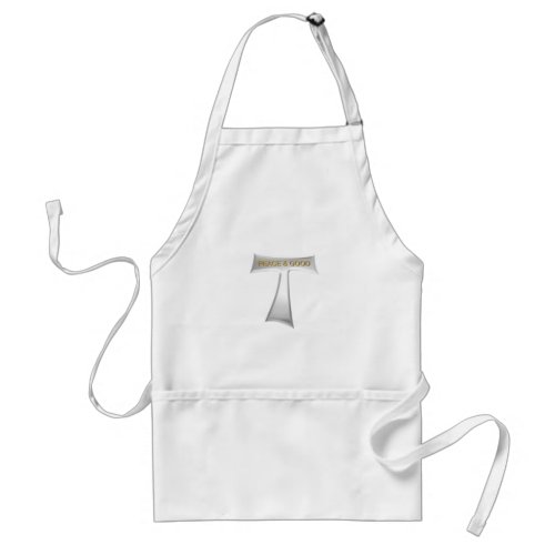 Franciscan Tau Cross Peace and Good Silver  Gold Adult Apron