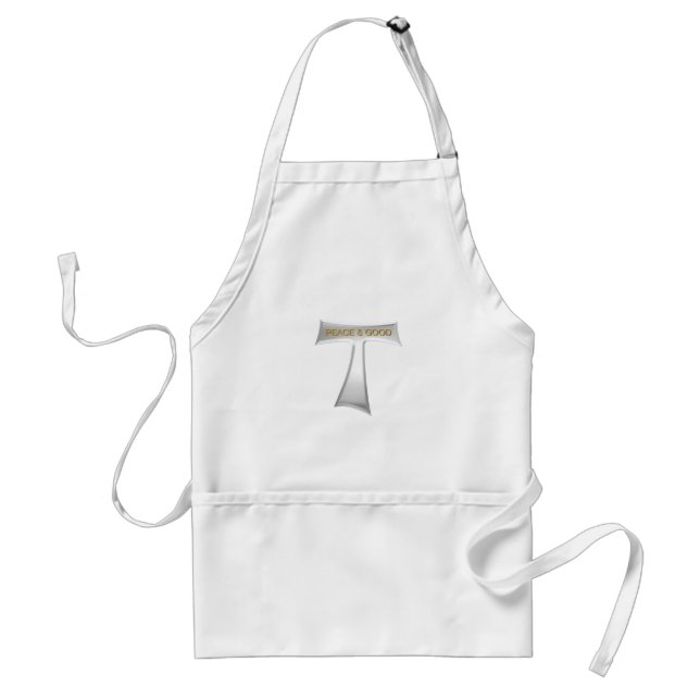 Franciscan Tau Cross Peace and Good Silver & Gold Adult Apron (Front)
