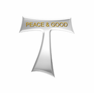 Franciscan Tau Cross Peace and Good Silver & Gold Cutout