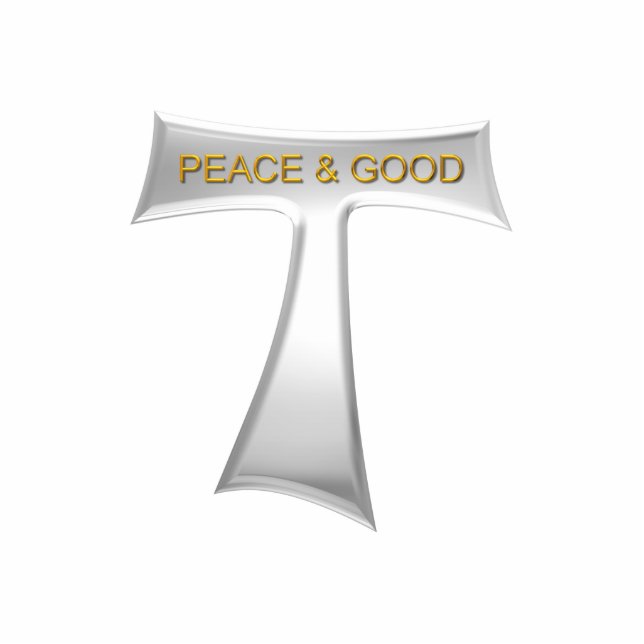 Franciscan Tau Cross Peace and Good Silver & Gold Cutout (Front)