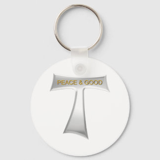 Franciscan Tau Cross Peace and Good Silver & Gold Keychain