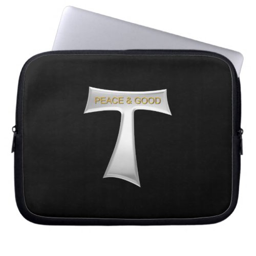 Franciscan Tau Cross Peace and Good Silver  Gold Laptop Sleeve