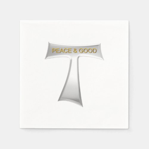 Franciscan Tau Cross Peace and Good Silver  Gold Napkins