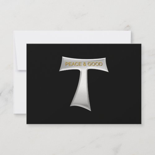 Franciscan Tau Cross Peace and Good Silver  Gold RSVP Card