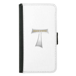 Franciscan Tau Cross Peace and Good Silver &amp; Gold Samsung Galaxy S5 Wallet Case