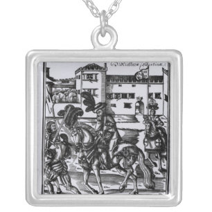 Francisco Alvarez on horseback Silver Plated Necklace