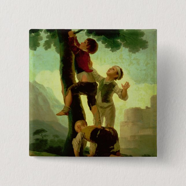 Francisco Jose de Goya y Lucientes | Boys Climbing Pinback Button (Front)