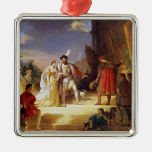 Francois I  with Leonardo da Vinci Metal Ornament