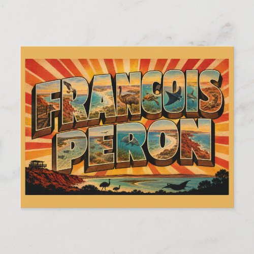 Francois Peron National Park WA Vintage Travel Art Postcard