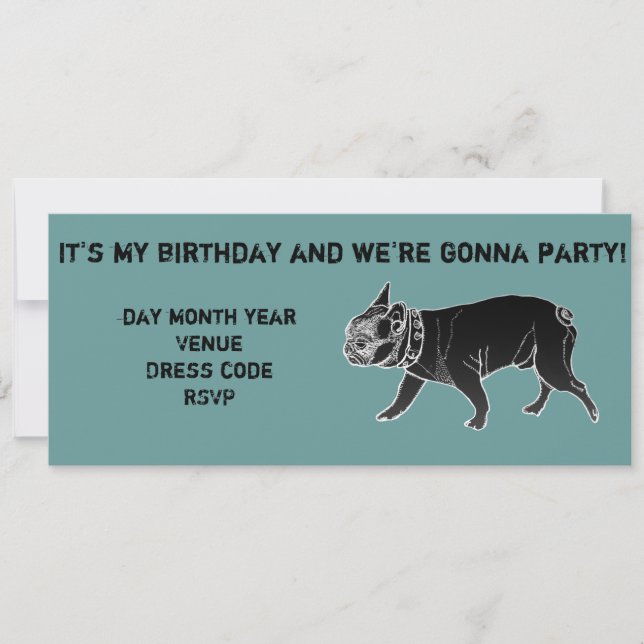 Francois the French Bulldog Birthday Invite (Front)