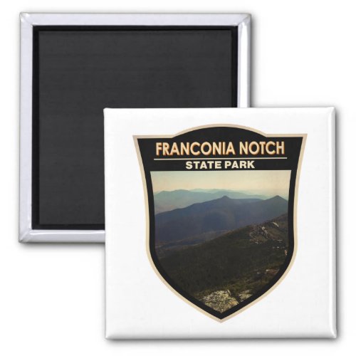 Franconia Notch State Park Watercolor Badge Magnet