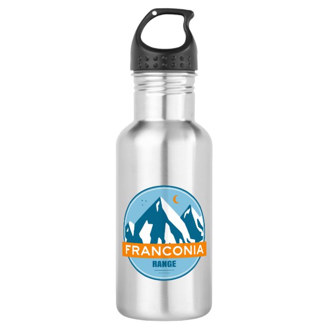 Franconia Range New Hampshire Stars Moon Stainless Steel Water Bottle (Front)
