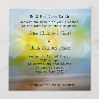 Frangipani Beach Wedding Custom Invitations