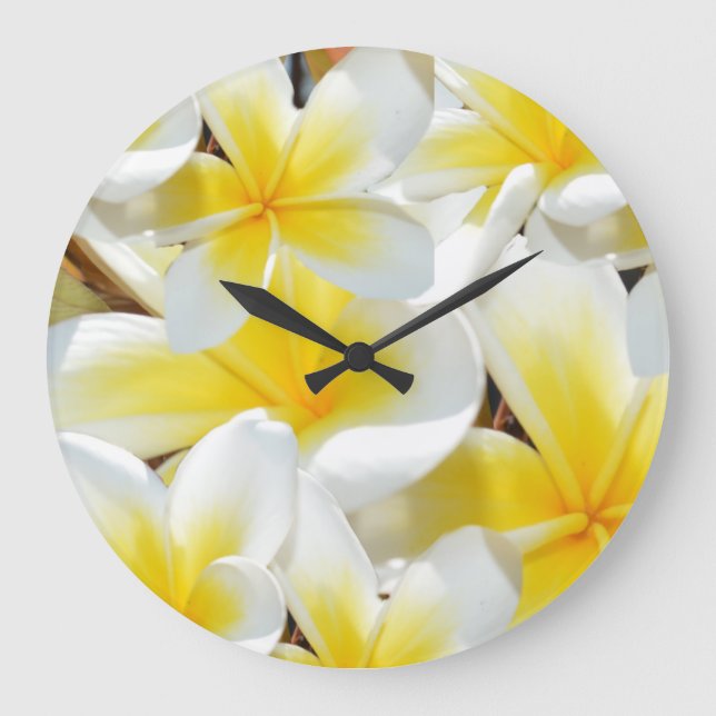Frangipani Bouquet, Large Round Wall Clock. Clock (Front)