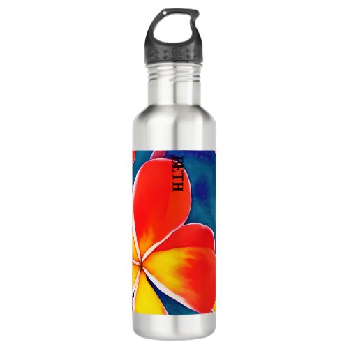 Frangipani Design Stainless Steel Water Bottle