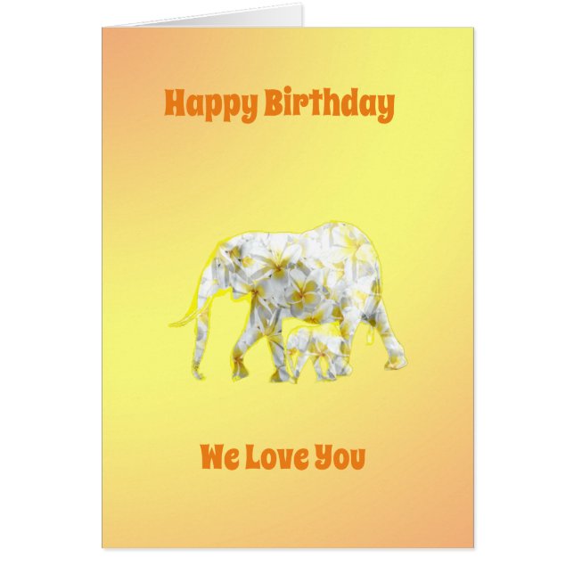 Frangipani Elephants, Birthday Card (Front)