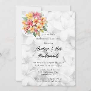 Frangipani Floral Hawaiian Bridesmaids Luncheon Invitation