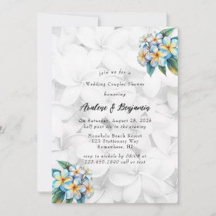 Frangipani Floral Hawaiian Wedding Couples Shower Invitation