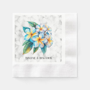 Frangipani Floral Hawaiian Wedding Custom Napkins