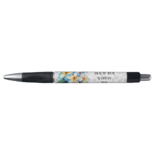Frangipani Floral Hawaiian Wedding Custom Pen