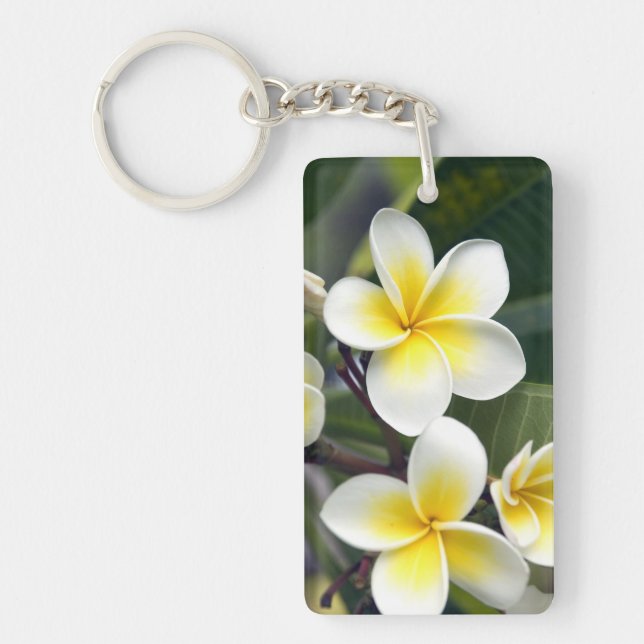 Frangipani flower Cook Islands Keychain (Front)