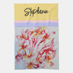Frangipani Flower Flowers Watercolor Tropical Kitchen Towel
