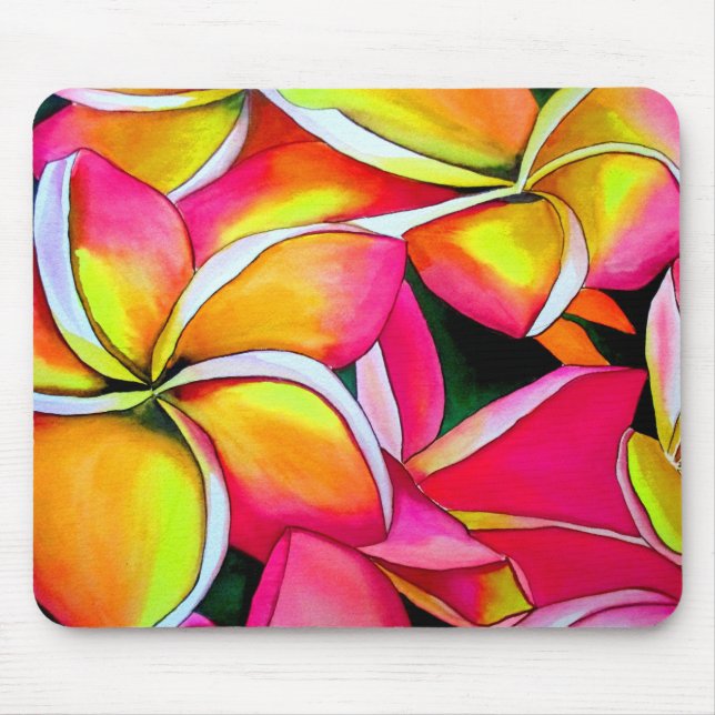 Frangipani flower watercolor Plumeria painting Mouse Pad (Front)