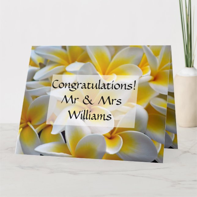 Frangipani flower wedding congratulations card (Front)