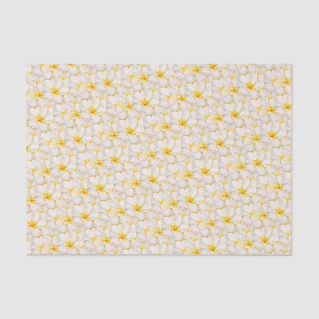 Frangipani flowers floral watercolor pattern tissue paper (Front)