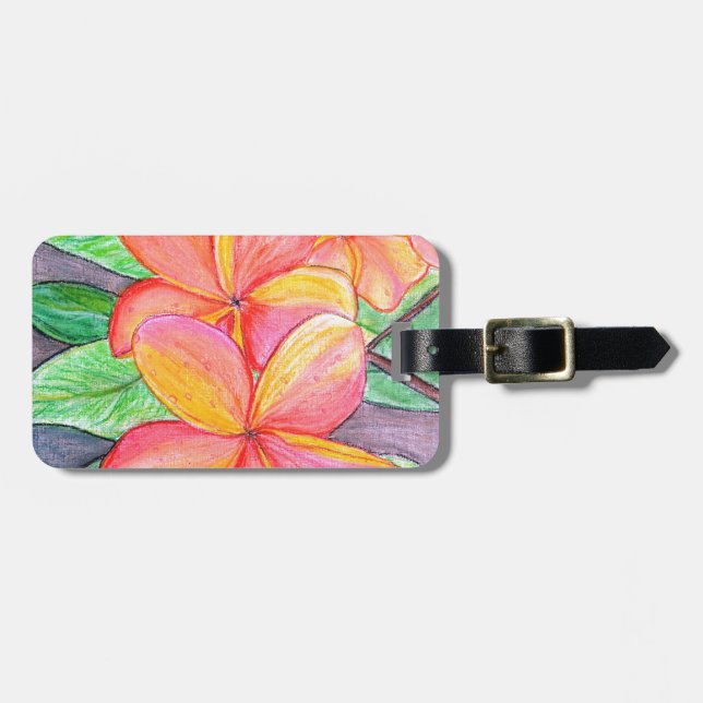 Frangipani Flowers Luggage Tag (Front Horizontal)