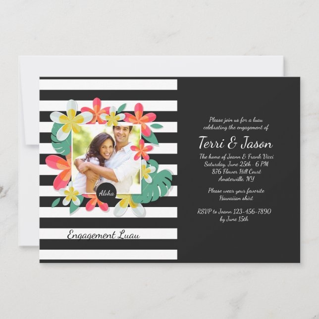 Frangipani Flowers Photo Invitation (Front)