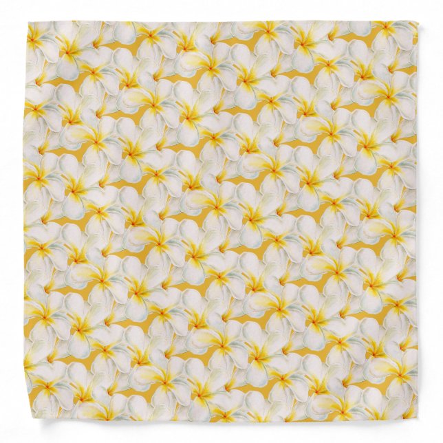 Frangipani flowers white botanical wedding bandana (Front)