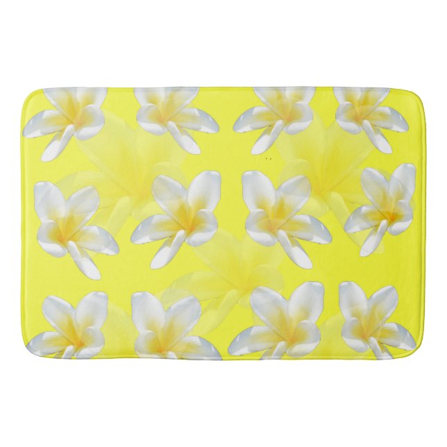 Frangipani Flowers Yellow, Memory Foam Bathmat (Front)