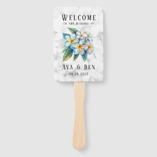 Frangipani Hawaiian Floral Wedding Thank You Hand Fan