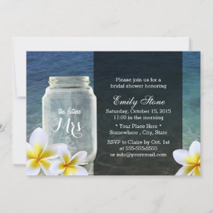 Frangipani & Mason Jar Beach Theme Bridal Shower Invitation