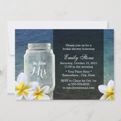 Frangipani  Mason Jar Beach Theme Bridal Shower Invitation