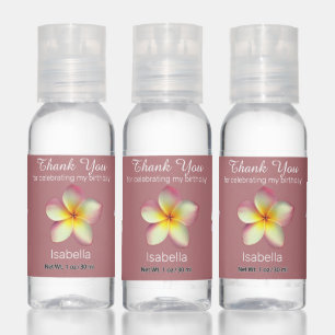 Frangipani on Rose Gold Thank You Birthday Hand Sanitizer