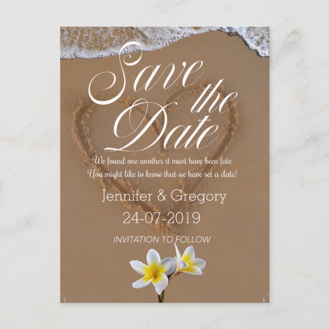 Frangipani /Plumeria Beach Island Save the Date Announcement Postcard (Front)