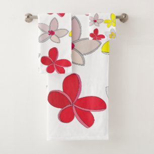 Frangipani Plumeria Colorful Floral Flowers Bath Towel Set