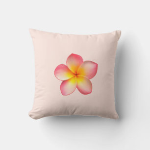 Frangipani Plumeria Flower on Light Misty Rose Throw Pillow