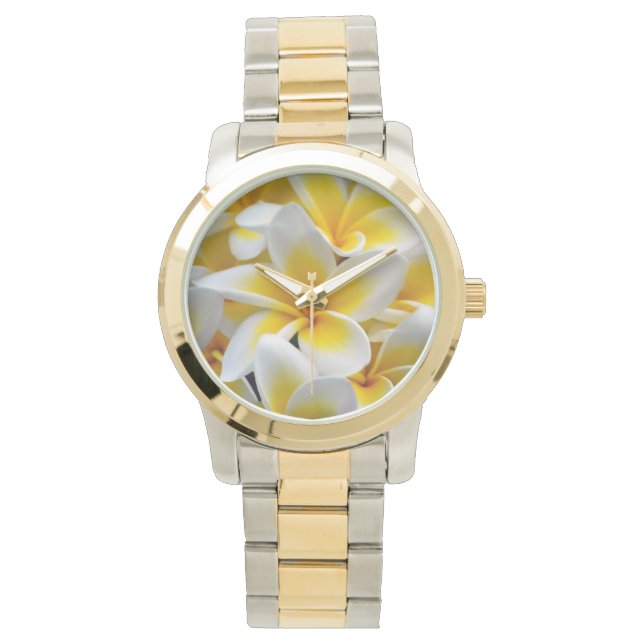 Frangipani Plumeria Flower Photo Watch (Front)