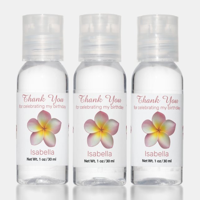 Frangipani Plumeria Flower Thank You Birthday Hand Sanitizer (Set)