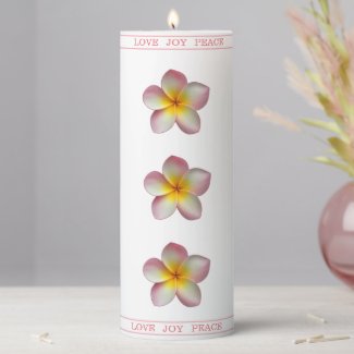 Frangipani Plumeria Flowers on Light Coral Pink
