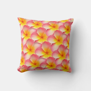 Frangipani Plumeria Flowers Throw Pillow