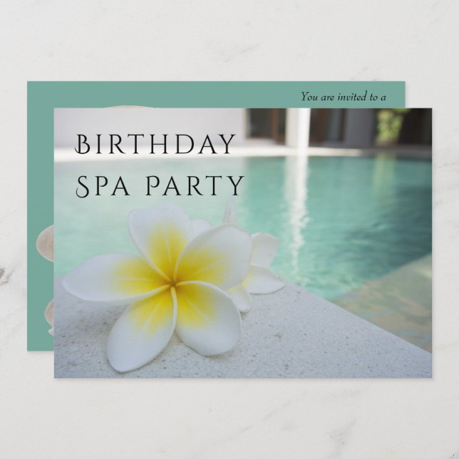 Frangipani & Pool Birthday Spa Day Invitation (Front/Back)