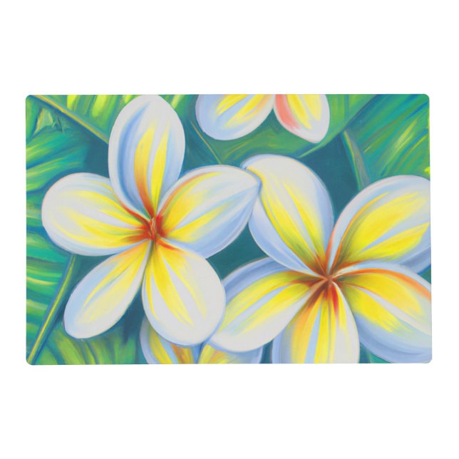 Frangipani Tropical laminated placemat  (Front)