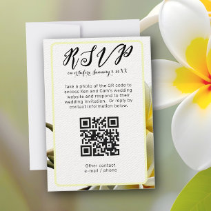 Frangipani Vertical QR code Wedding RSVP Invitation