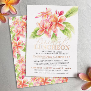 Frangipani watercolor floral bridal luncheon foil invitation