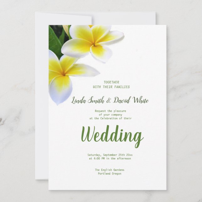 Frangipani  Wedding Invitation (Front)